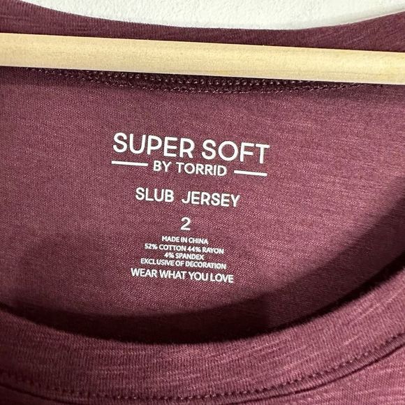 Torrid Women’s Nope Super Soft Slub Boat Neck Varsity Tee Size 2x Burgundy NWT - Picture 6 of 10